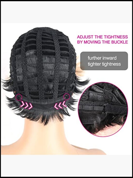 Pixie Cut Wig with Bangs Short Layered Bob Synthetic Straight Hair Wig for Women main image 4